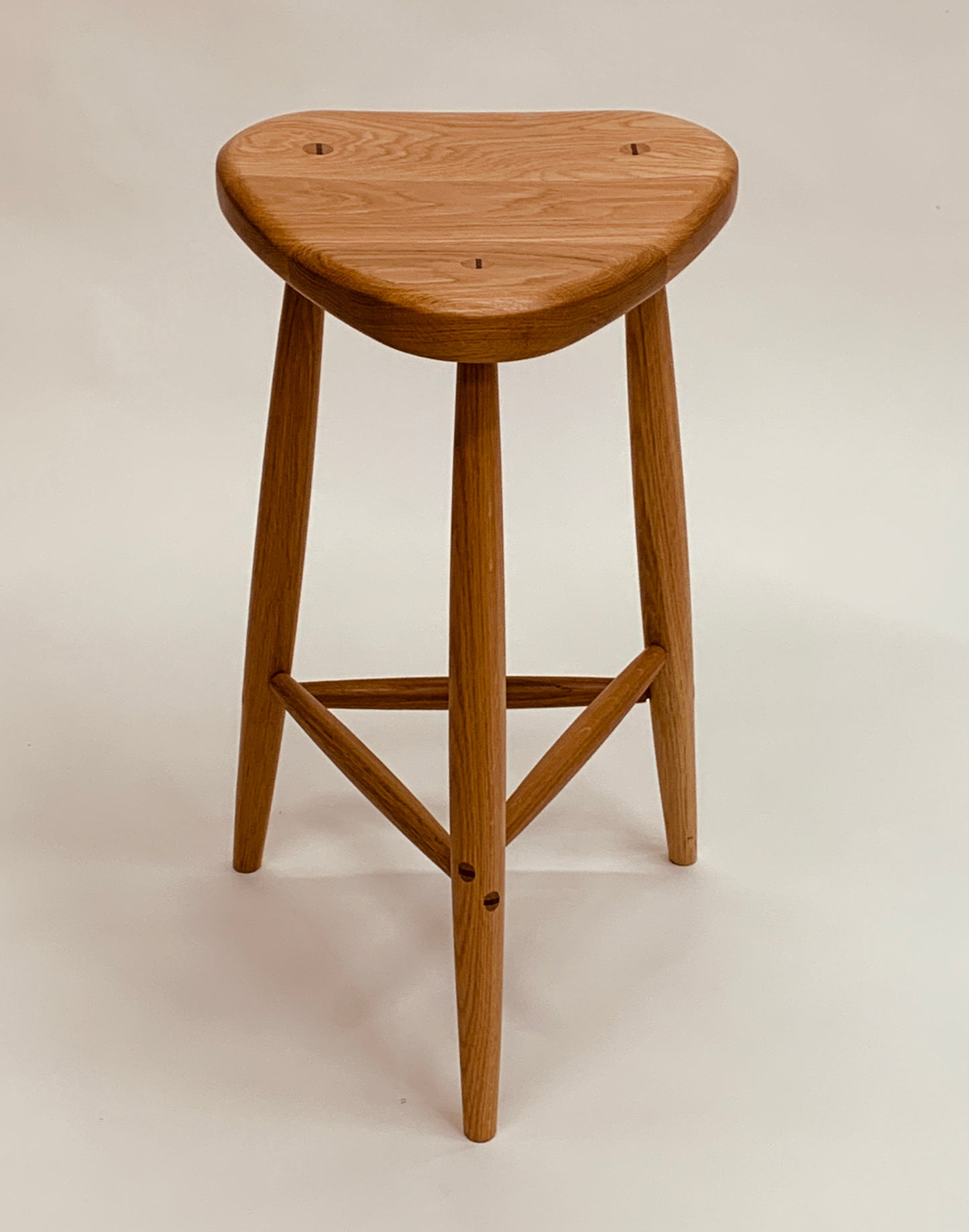 27-Inch Trina 3-Legged Stool in Hardwood with Wedged Through-Dowels