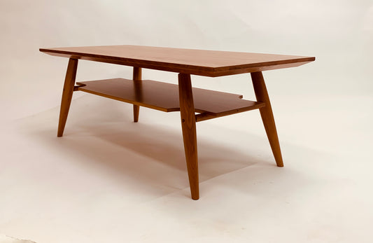 Mid-Century-Inspired Coffee Table with Shelf in Hardwood