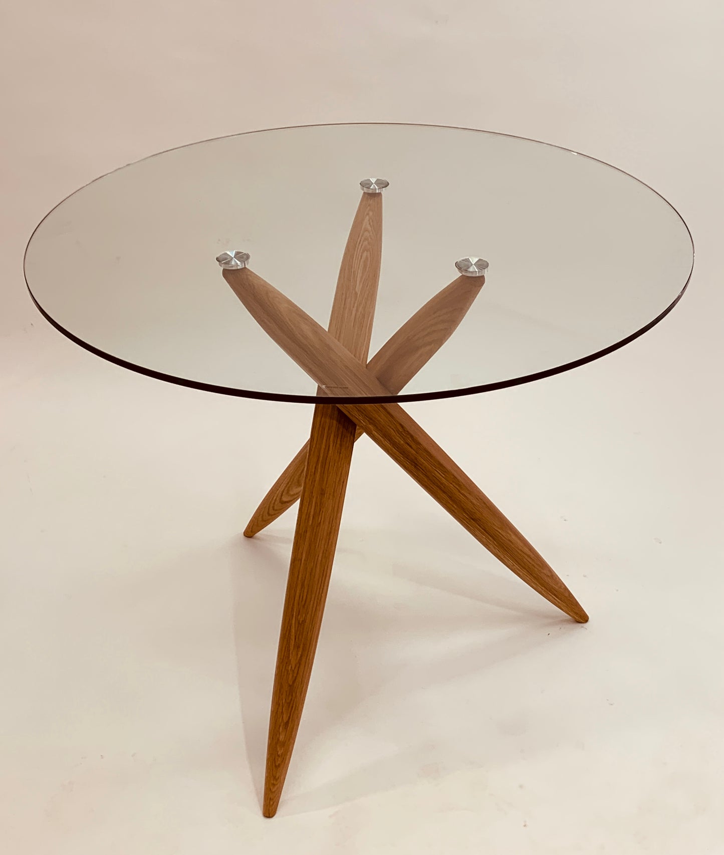 Round 39-Inch Glass-Top Table with Wood Base
