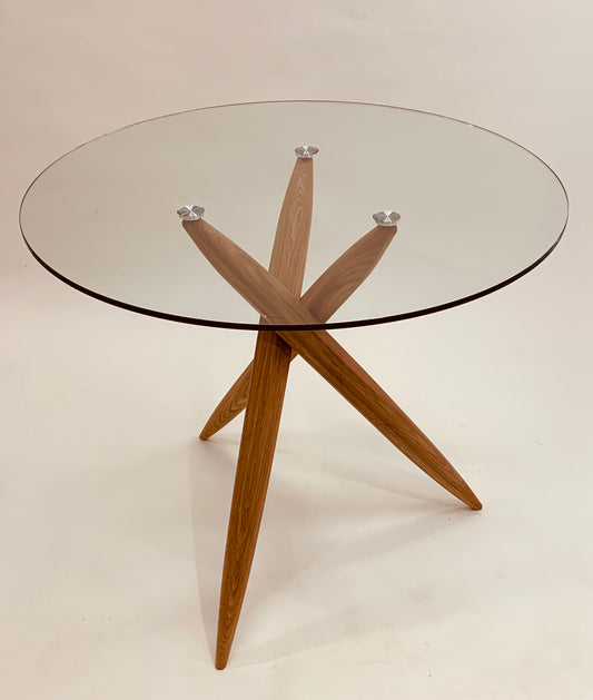 Round 39-Inch Glass-Top Table with Wood Base