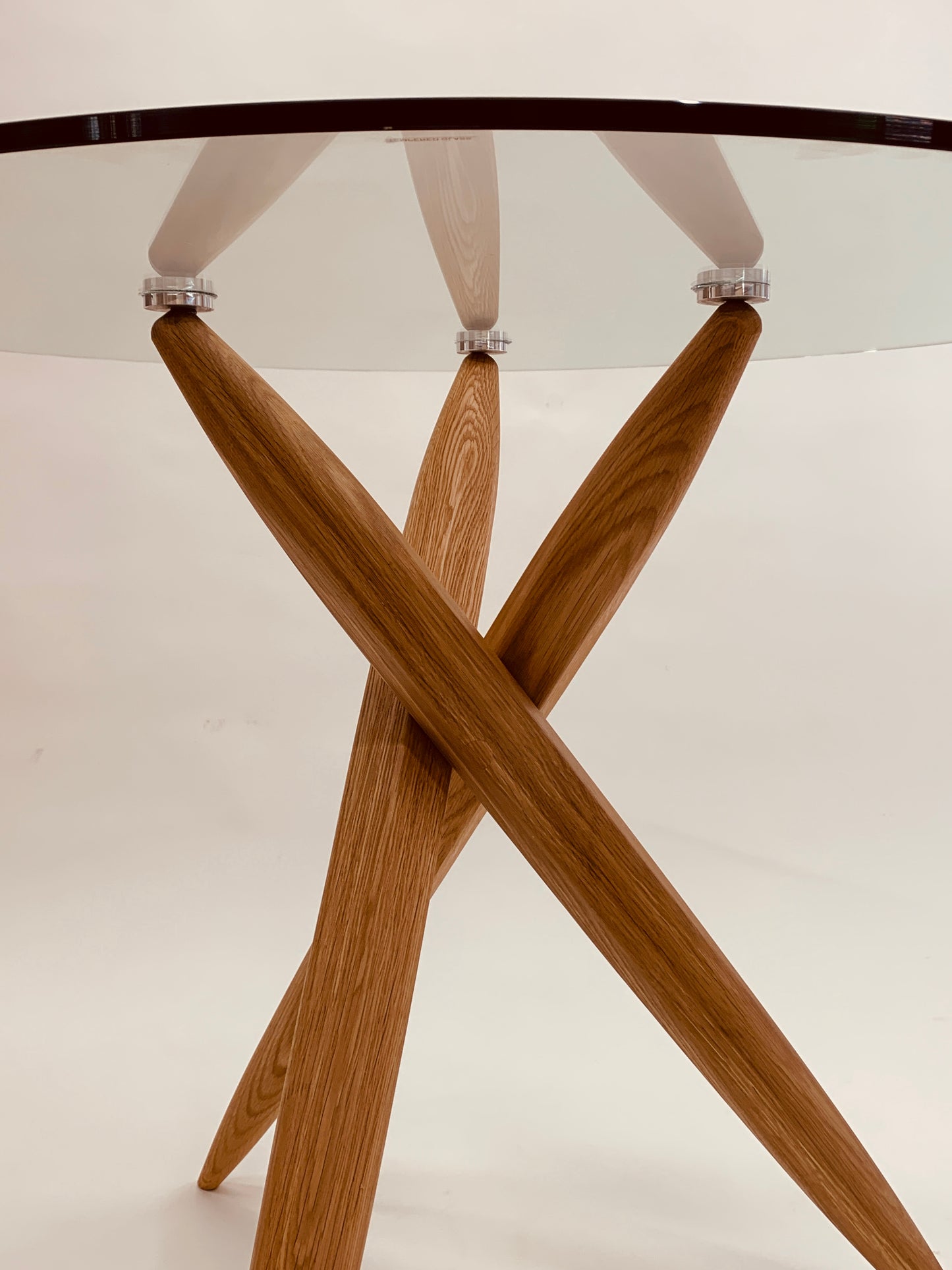 Round 39-Inch Glass-Top Table with Wood Base