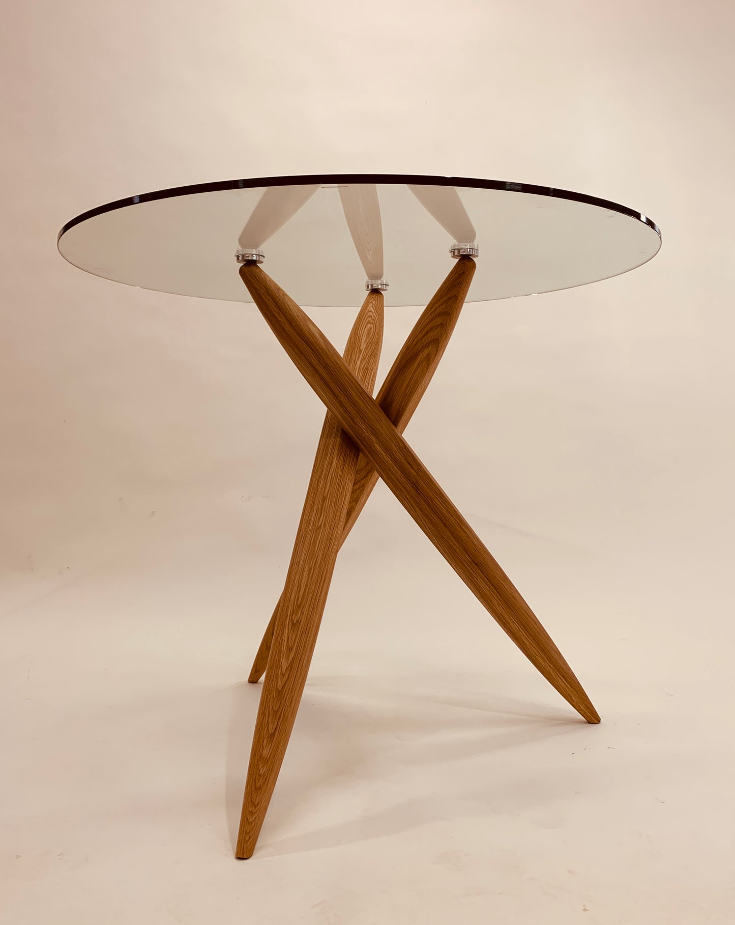 Round 39-Inch Glass-Top Table with Wood Base
