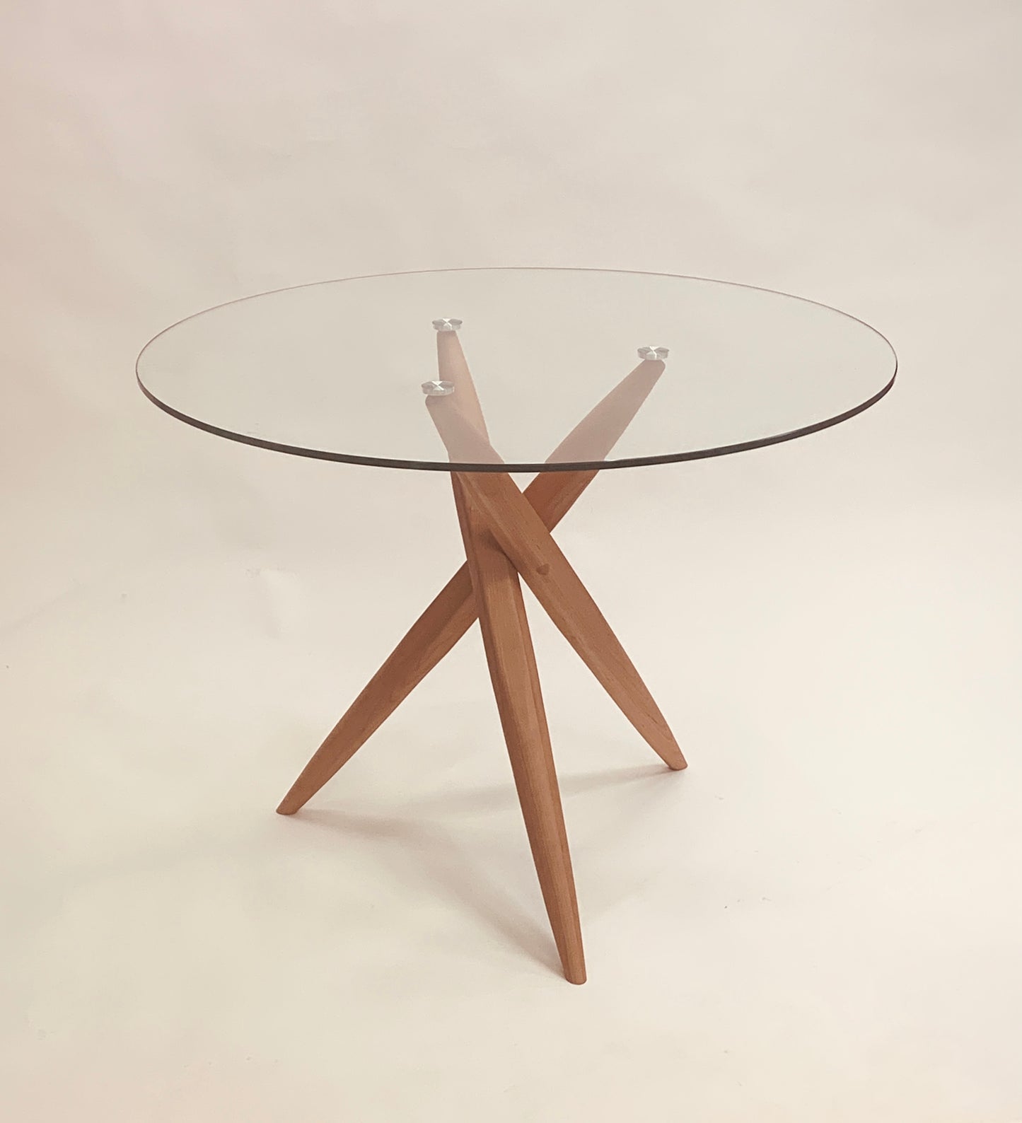 Round 39-Inch Glass-Top Table with Wood Base
