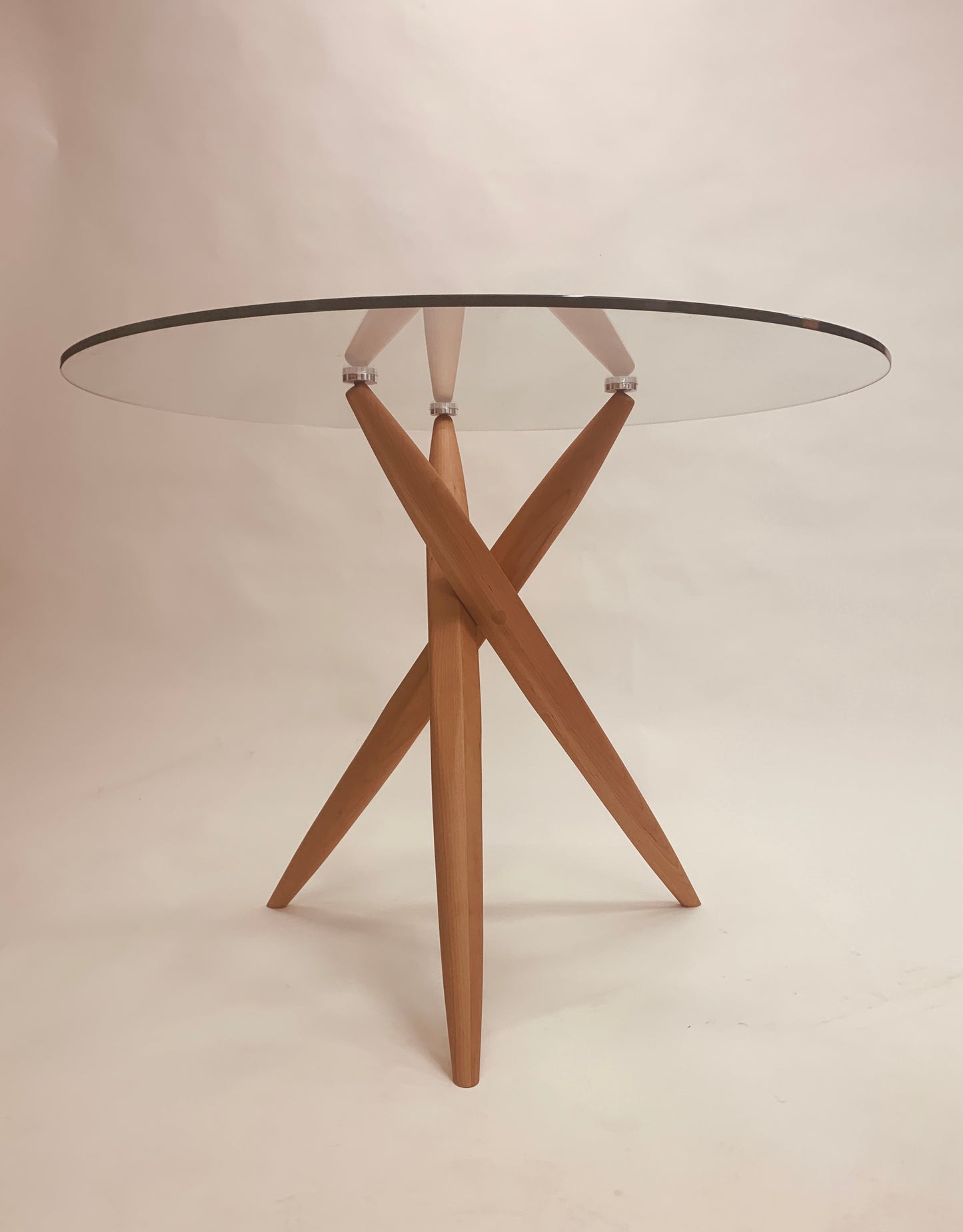 Round 39-Inch Glass-Top Table with Wood Base