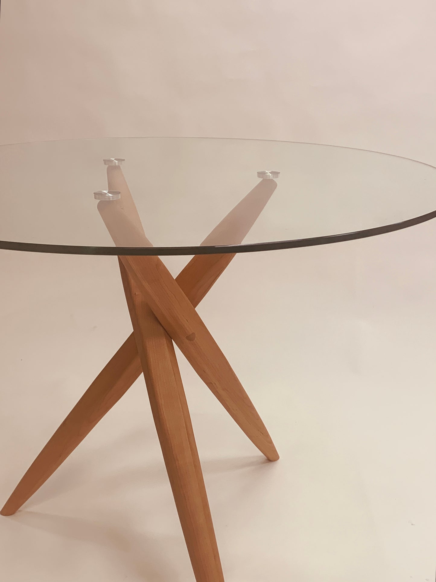 Round 39-Inch Glass-Top Table with Wood Base