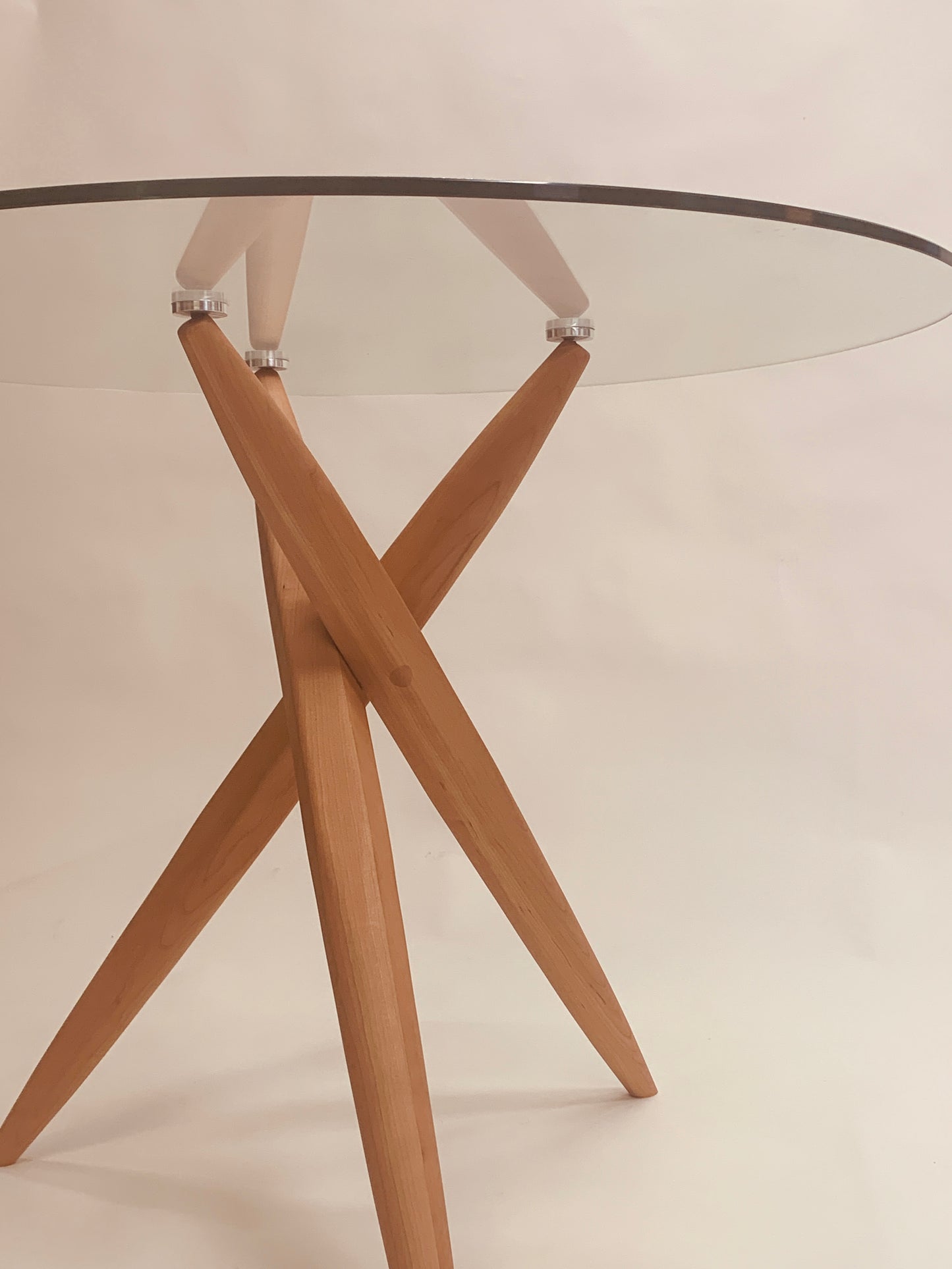 Round 39-Inch Glass-Top Table with Wood Base