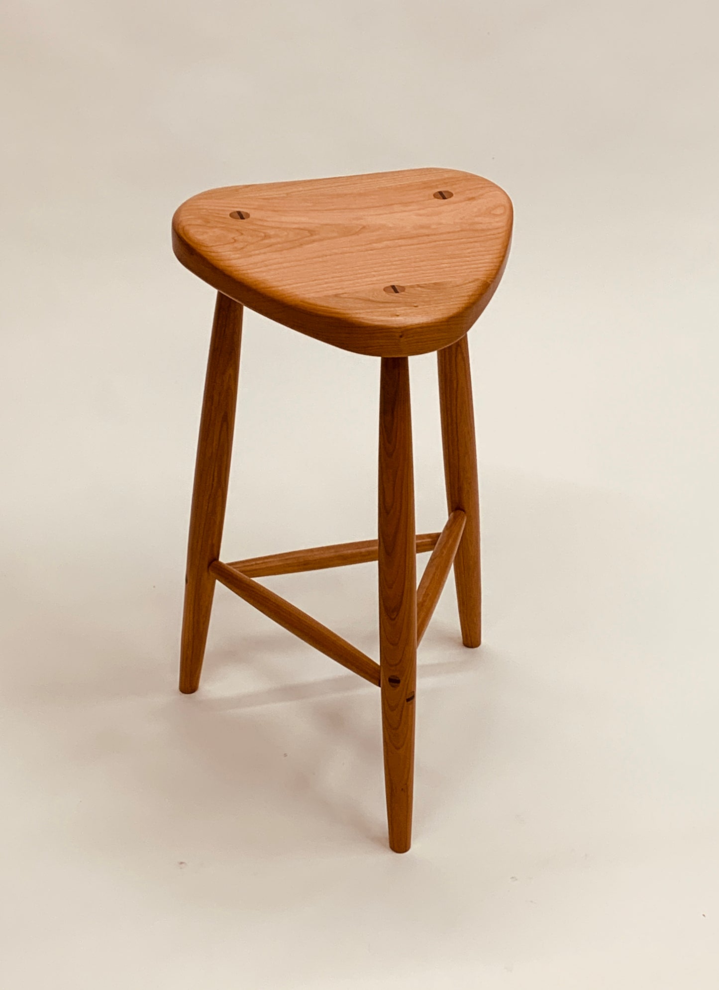 27-Inch Trina 3-Legged Stool in Hardwood with Wedged Through-Dowels