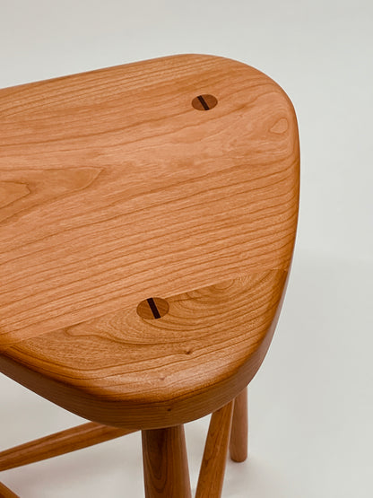 27-Inch Trina 3-Legged Stool in Hardwood with Wedged Through-Dowels