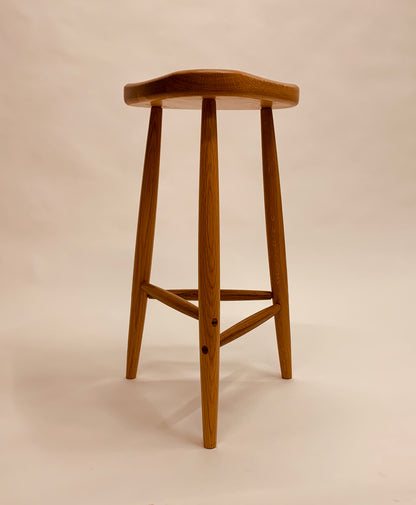 27-Inch Trina 3-Legged Stool in Hardwood with Wedged Through-Dowels