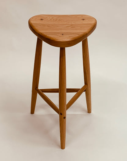 27-Inch Trina 3-Legged Stool in Hardwood with Wedged Through-Dowels