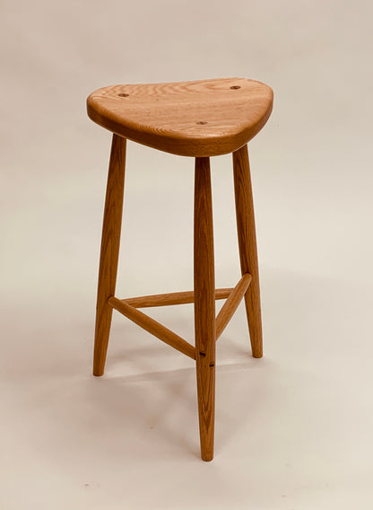 27-Inch Trina 3-Legged Stool in Hardwood with Wedged Through-Dowels