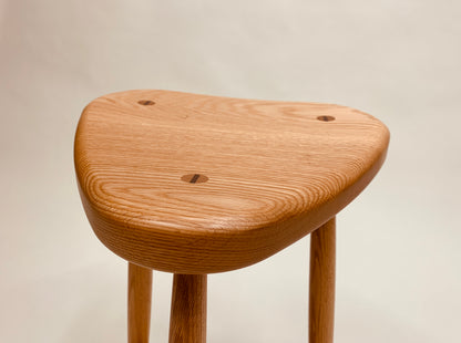 27-Inch Trina 3-Legged Stool in Hardwood with Wedged Through-Dowels