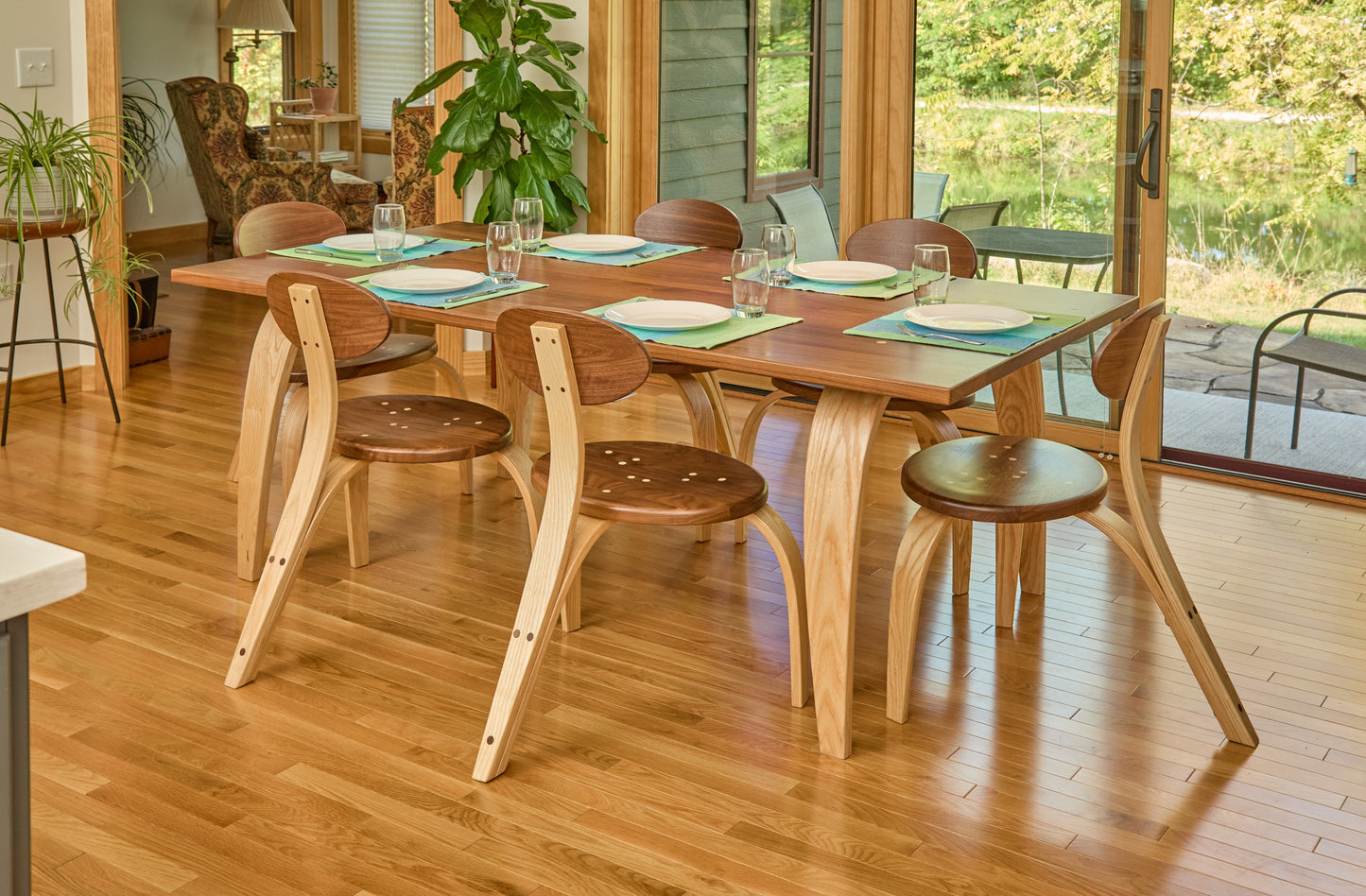 Retro Futurist Jetsons Dining Chair in Walnut and Ash