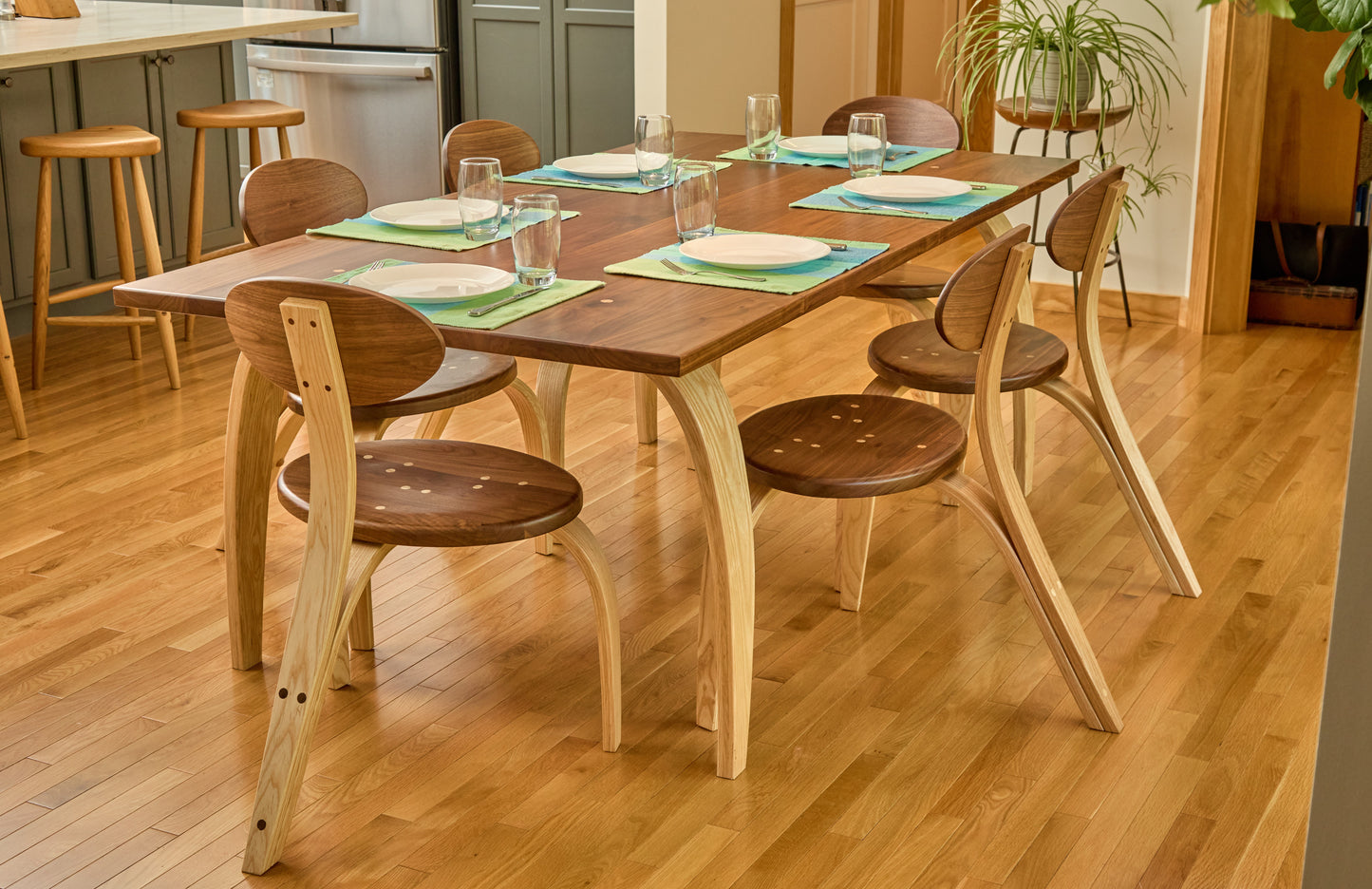 Retro Futurist Jetsons Dining Chair in Walnut and Ash