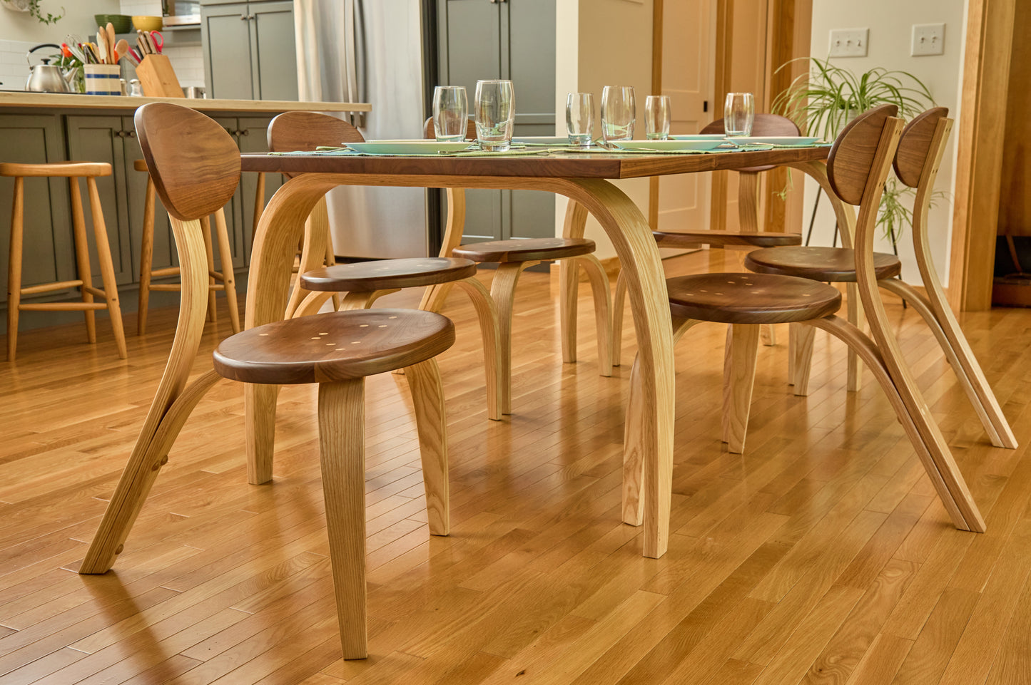 Retro Futurist Jetsons Dining Chair in Walnut and Ash