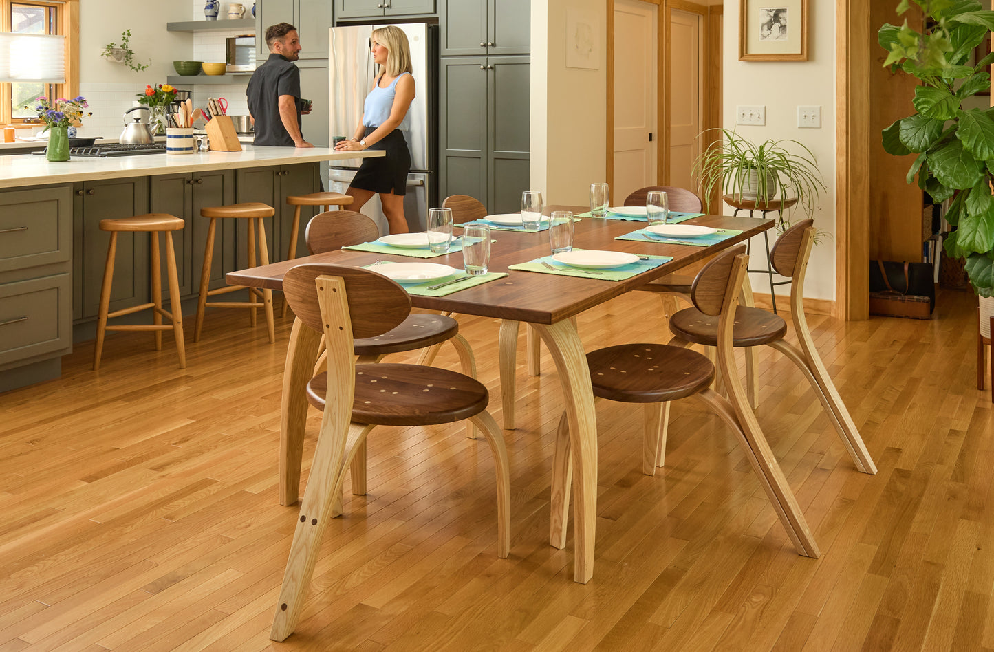 Retro Futurist Jetsons Dining Chair in Walnut and Ash