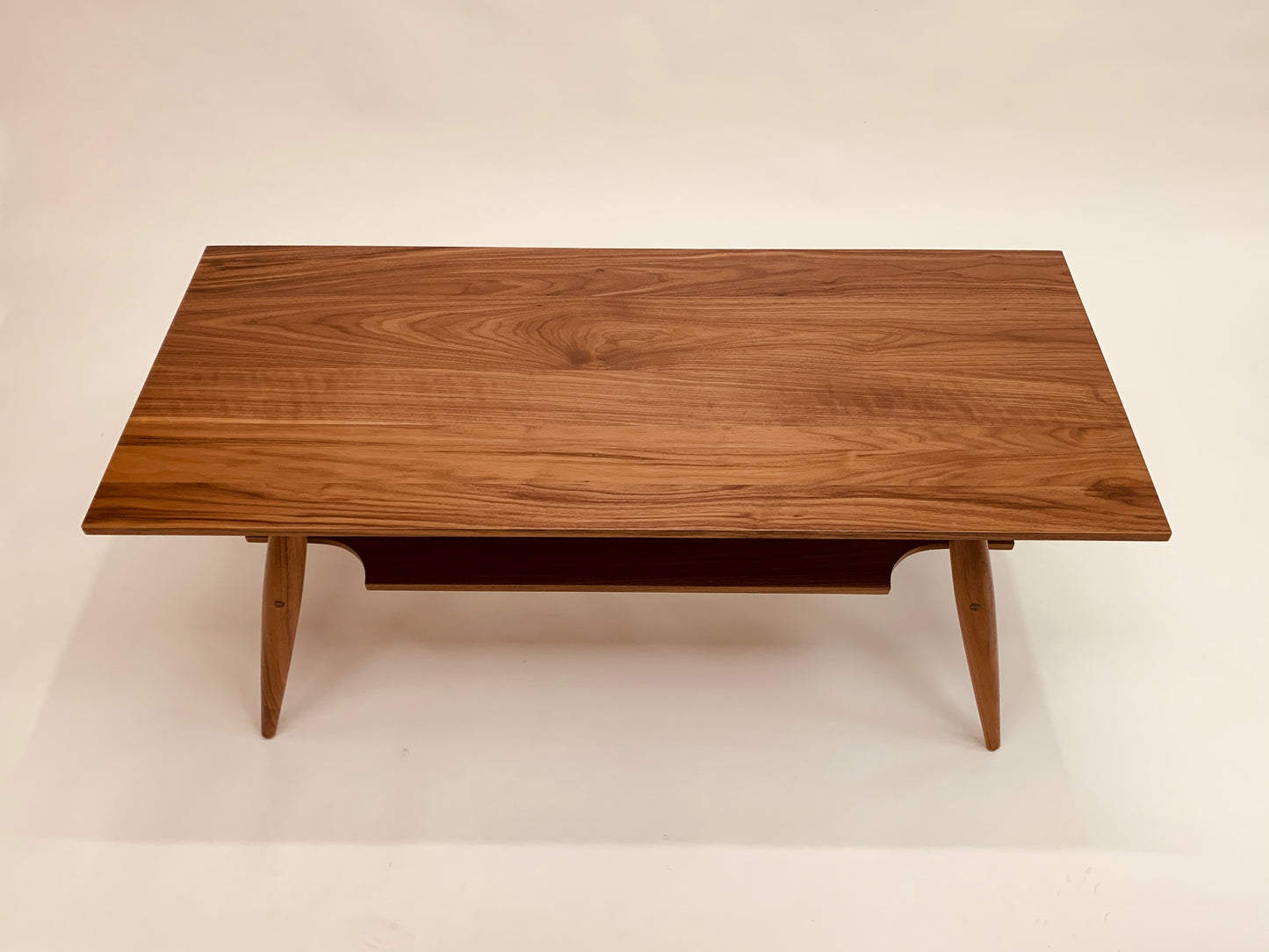 Mid-Century-Inspired Coffee Table with Shelf in Hardwood