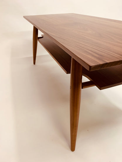 Mid-Century-Inspired Coffee Table with Shelf in Hardwood